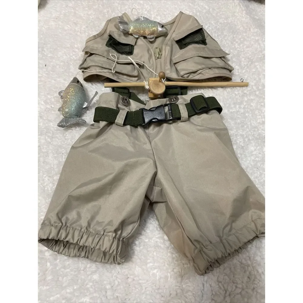Build A Bear Fly Fishing‎ Outfit Waders Vest Pole Fish Teddy Clothes 5 Piece Set